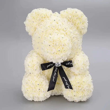 Rose Bear with Foam Flowers - Eternal Gift Teddy Bear