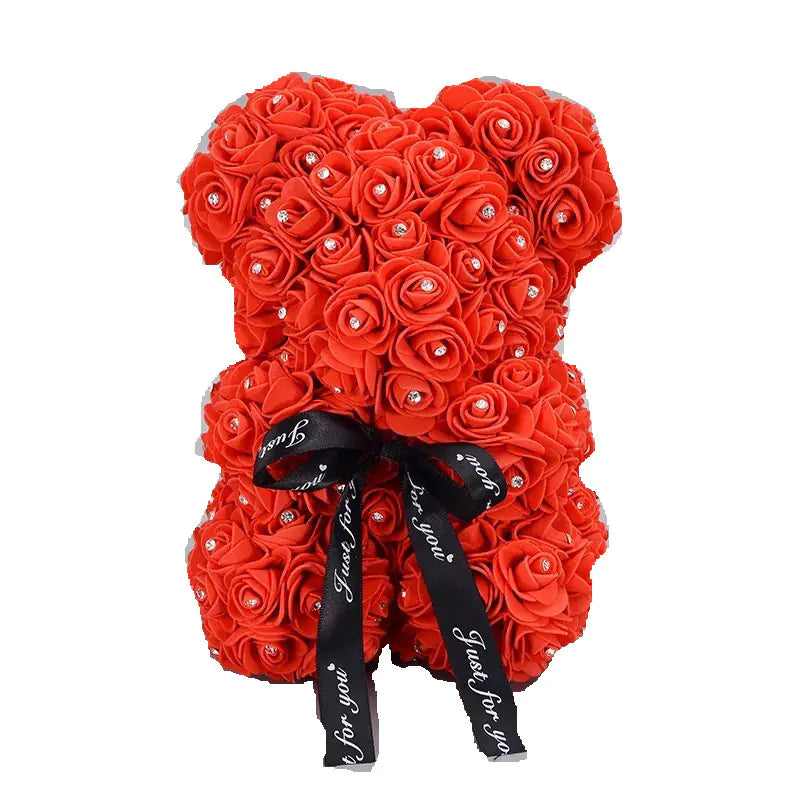 Rose Bear with Foam Flowers - Eternal Gift Teddy Bear
