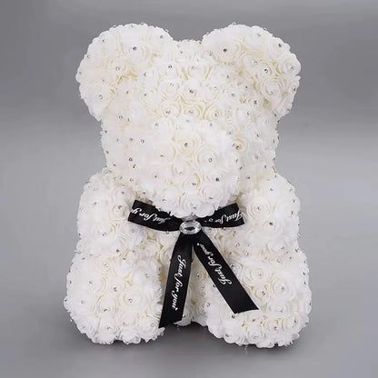 Rose Bear with Foam Flowers - Eternal Gift Teddy Bear