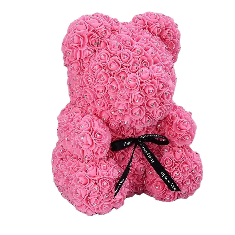 Rose Bear with Foam Flowers - Eternal Gift Teddy Bear