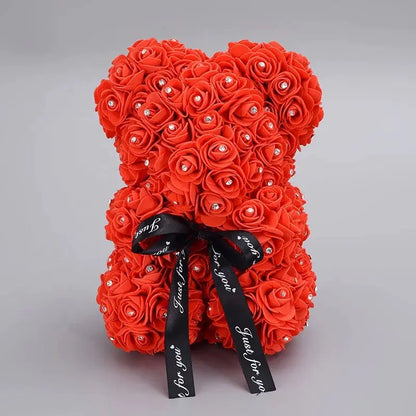 Rose Bear with Foam Flowers - Eternal Gift Teddy Bear