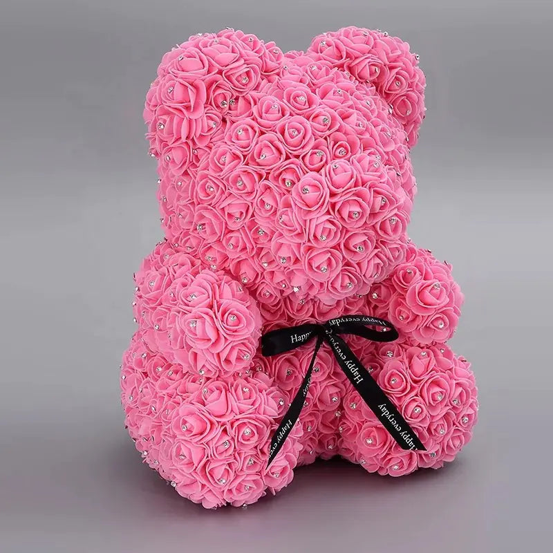 Rose Bear with Foam Flowers - Eternal Gift Teddy Bear