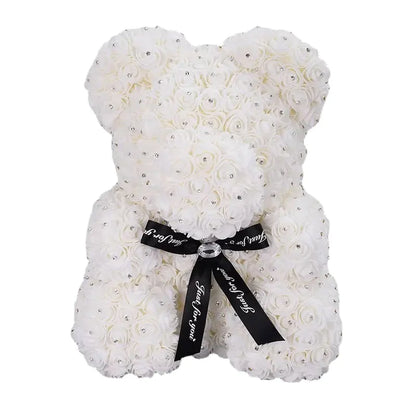Rose Bear with Foam Flowers - Eternal Gift Teddy Bear
