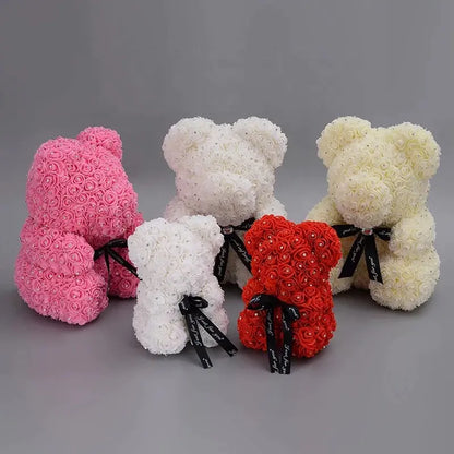 Rose Bear with Foam Flowers - Eternal Gift Teddy Bear