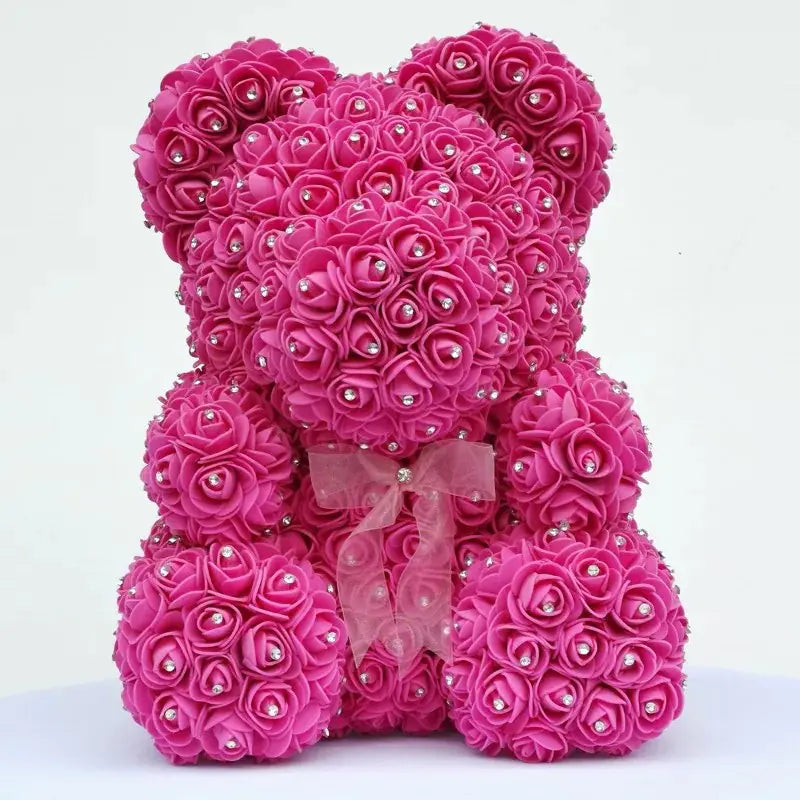 Rose Bear with Foam Flowers - Eternal Gift Teddy Bear