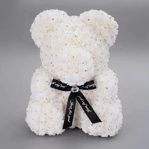 Rose Bear with Foam Flowers - Eternal Gift Teddy Bear
